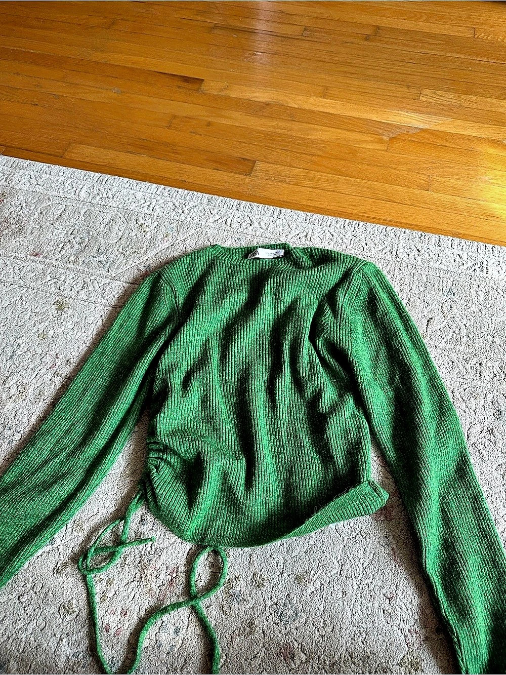Zara Green Knit Tie-Side Sweater Size L